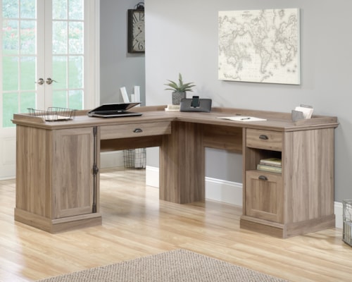 Contemporary Double Pedestal L-Desk with File Drawer