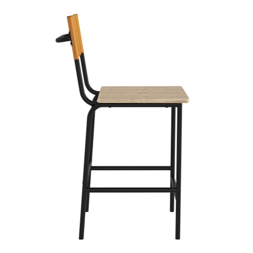 Contemporary Counter Stool with Faux Woodgrain Seat