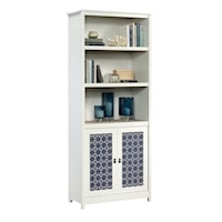 Farmhouse Library Bookcase with Adjustable Shelves
