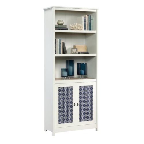 Farmhouse Library Bookcase with Adjustable Shelves