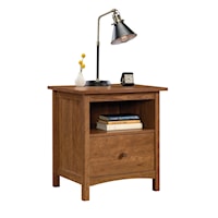 Farmhouse One-Drawer Nightstand with Open Storage Shelf