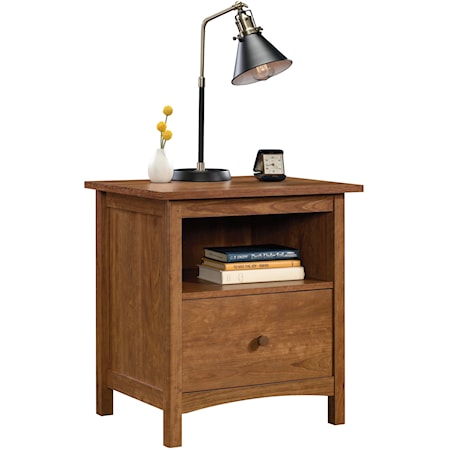 Farmhouse One-Drawer Nightstand with Open Storage Shelf