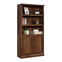 Transitional 3-Shelf Bookcase with Doors