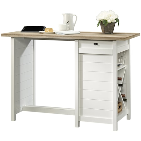 Farmhouse Counter Height Multi-Purpose Work Table/Desk with Rack Storage Shelves