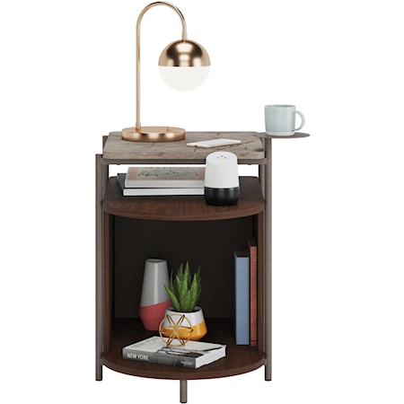 Contemporary Faux Stone End Table with Open Shelf Storage