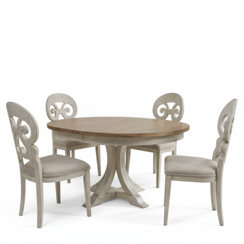Farmhouse 5-Piece Pedestal Table Set