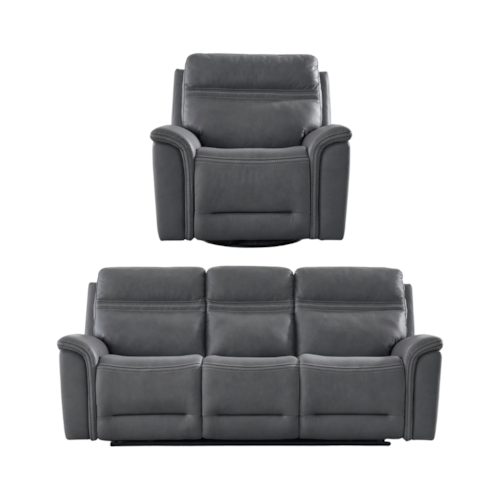Transitional Power Reclining Sofa and Recliner Set