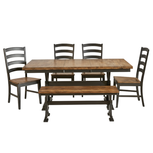 Barberry Solid Wood Table and Chair Set with Bench