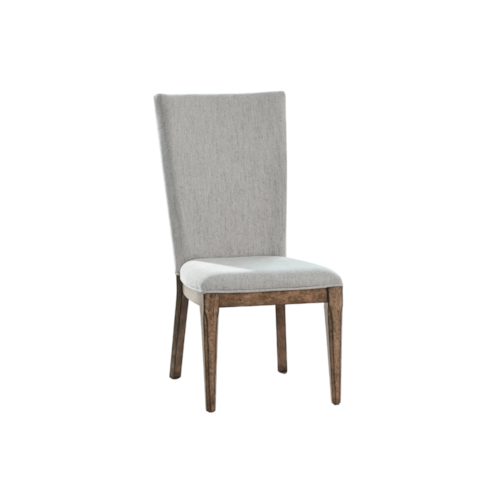 Transitional Upholstered Side Chair with Exposed Wood Back Frame
