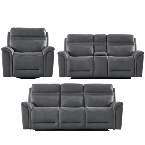 Transitional Power Reclining Sofa, Loveseat, and Recliner Set