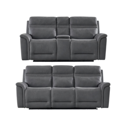 Transitional Power Reclining Sofa and Loveseat Set
