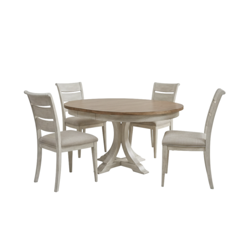 Farmhouse 5-Piece Pedestal Table Set