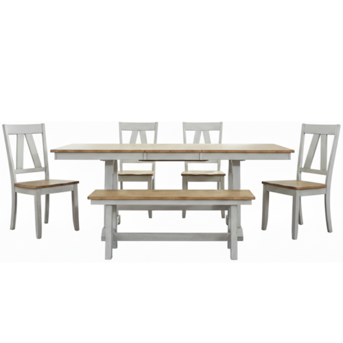 Lindsey Farm 6-Piece Formal Dining Set with Bench