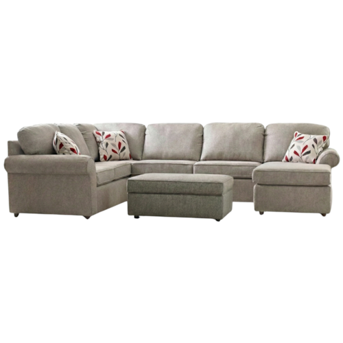 Casual 3-Piece Sectional Sofa with Storage Ottoman