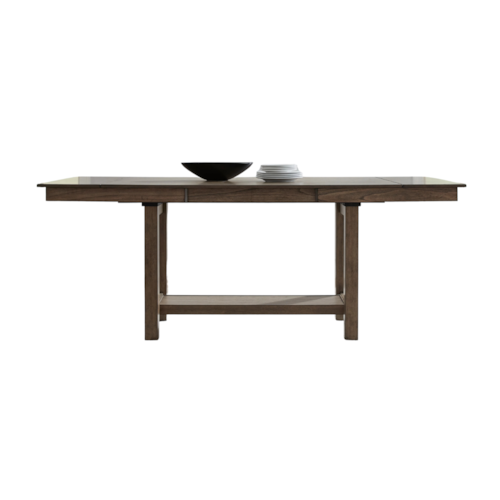 Transitional Gathering Trestle Table with Two 14" Refractory Leaves