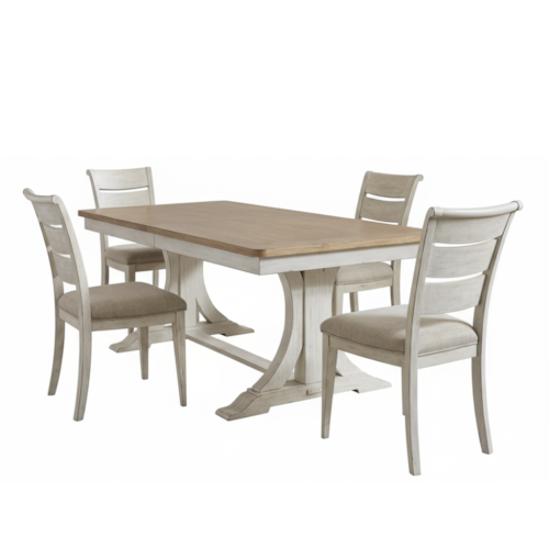 Farmhouse 5-Piece Trestle Table Set