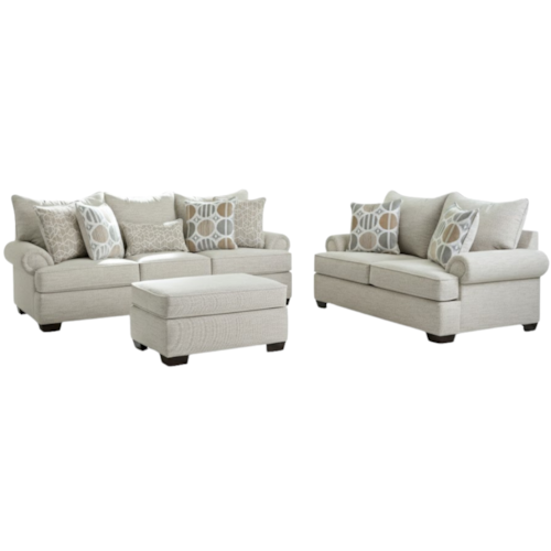 3-Piece Transitional Living Room Set - Sofa, Loveseat, Ottoman