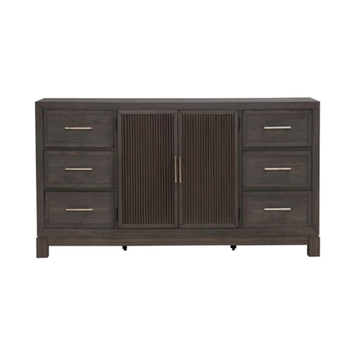 Contemporary 6-Drawer Dresser with Doors