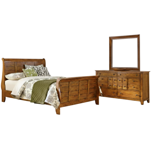 Rustic 3-Piece King Bedroom Group with Antique Brass Hardware