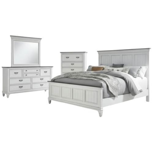 Cottage 4-Piece King Bedroom Group with Bead Molding