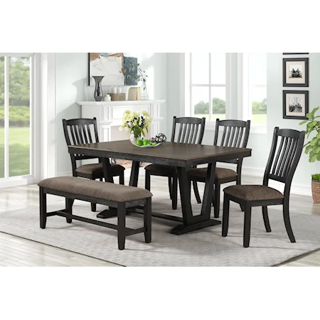 Transitional Rectangular Trestle Dining Table