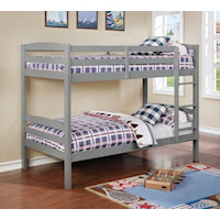 Casual Grey Twin Over Twin Bunk Bed