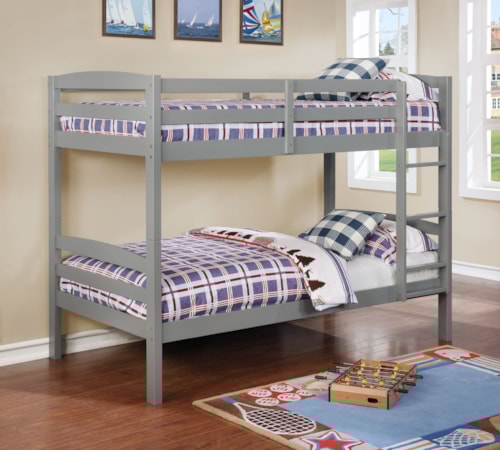 Casual Grey Twin Over Twin Bunk Bed