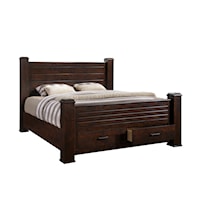 Transitional Dark Brown Storage Panel Bed - Queen