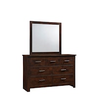 Transitional Dark Brown Dresser and Mirror Set
