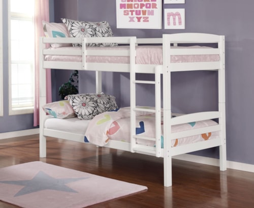 Casual White Twin Over Twin Bunk Bed
