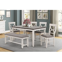 Transitional Dining Table and Bench Set