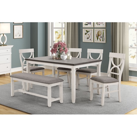 Dining Table, 4 Side Chairs and Bench