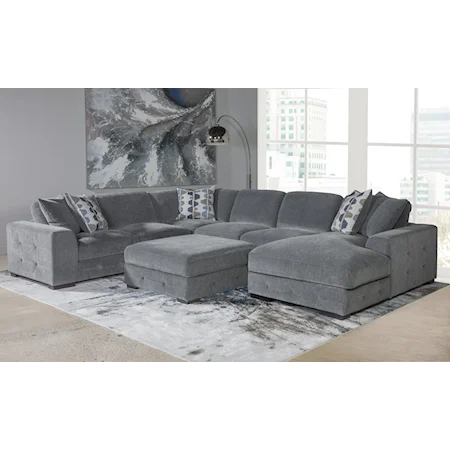 Contemporary Sectional Sofa with Ottoman