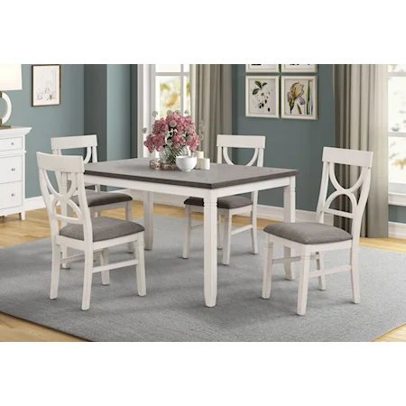 Transitional Dining Table & 4 Side Chairs