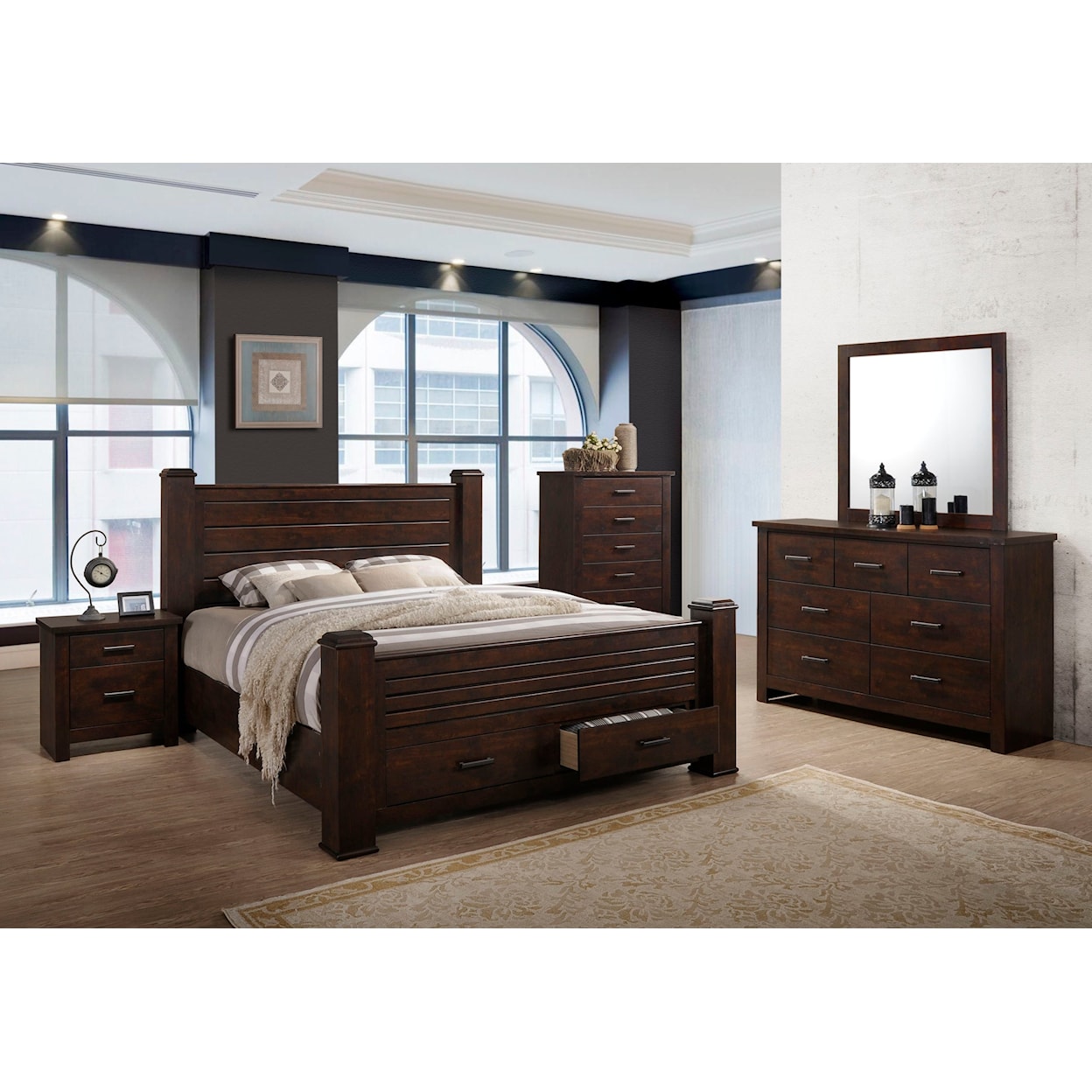 Lifestyle Mason KING DARK BROWN BED |