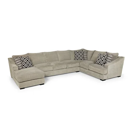 Casual Three Piece Sectional Sofa with Deep Seats