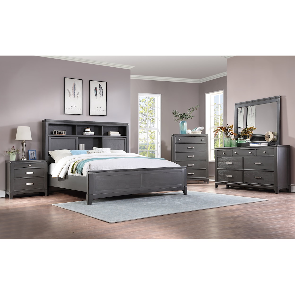 Austin Group Kadence Gray Queen Bookcase Bed