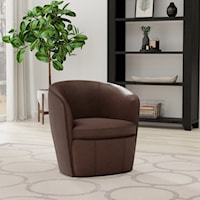 Transitional Swivel Club Chair with Barrel Seat