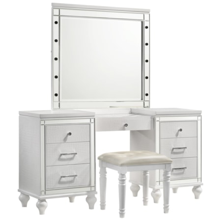 MILAN WHITE VANITY MIRROR | (BULBS NOT INCLU