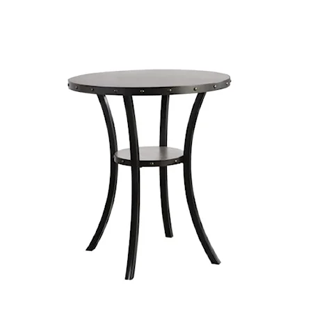 Transitional 36" Round Bar Table w/Nail-Head Trim