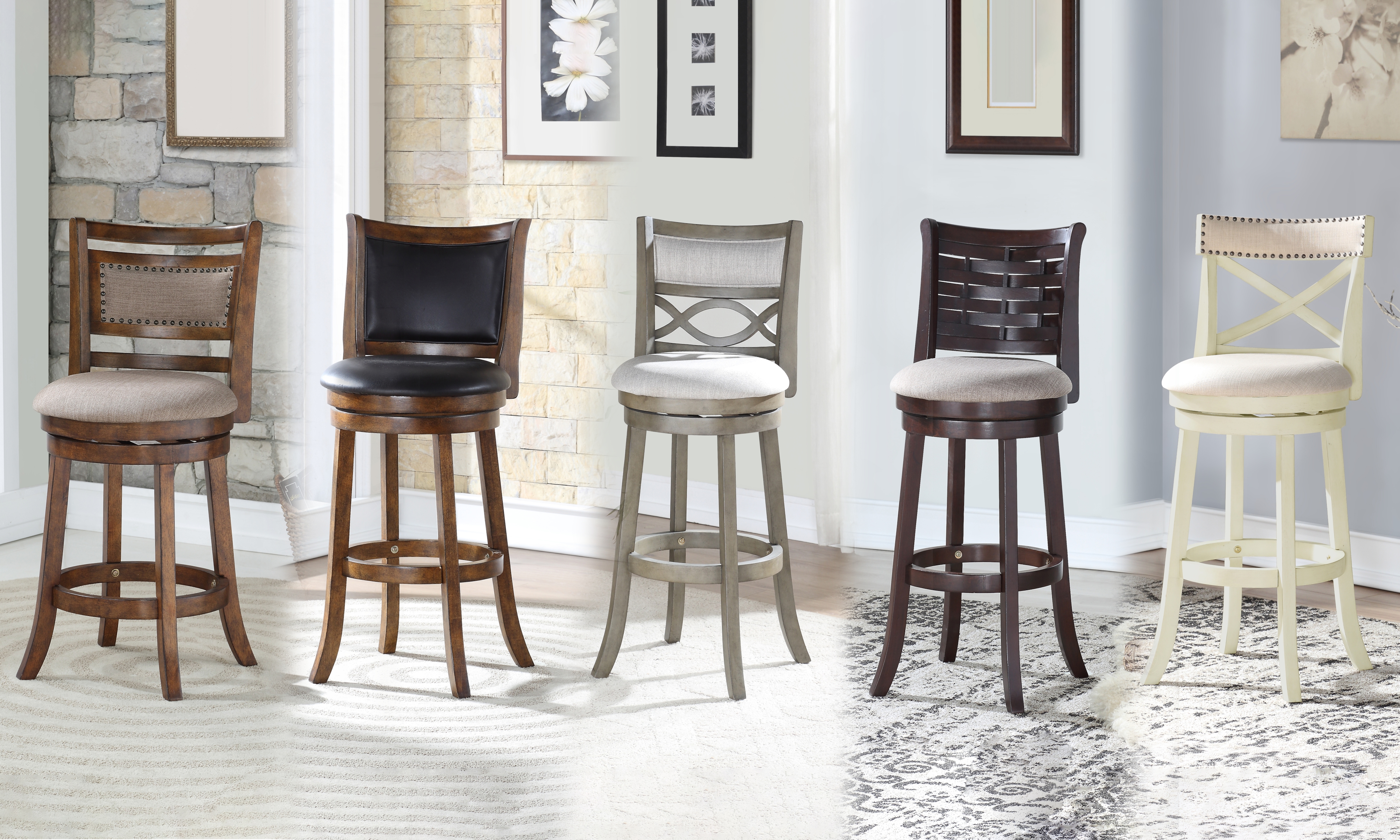 BRISK BROWN AND BLACK 24" SWIVEL | STOOL