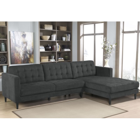 2pc Modern Gray Sofa Chaise