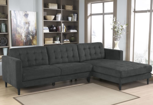 2pc Modern Gray Sofa Chaise