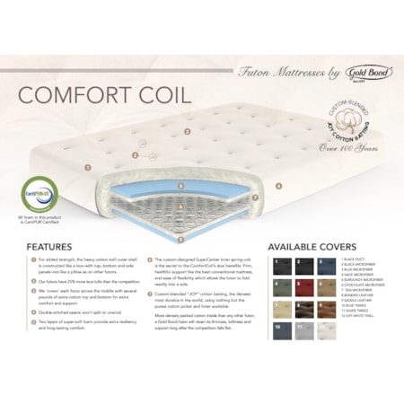 9&quot; Comfort Coil Chocolate Futon Mattress