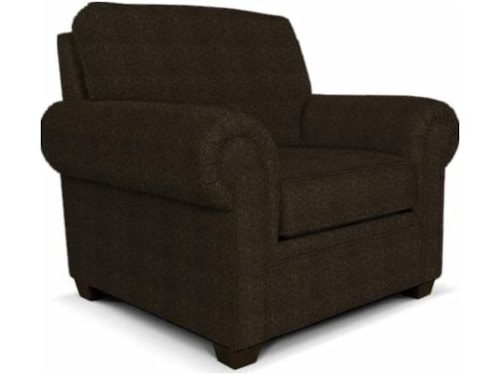 Transitional Rolled Arm Chair with Exposed Block Legs