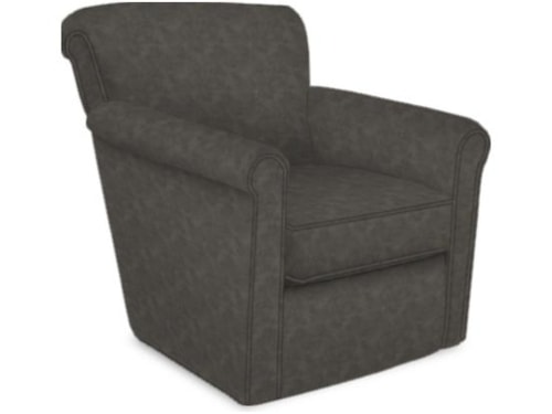 Transitional Swivel Chair with Rolled Arms