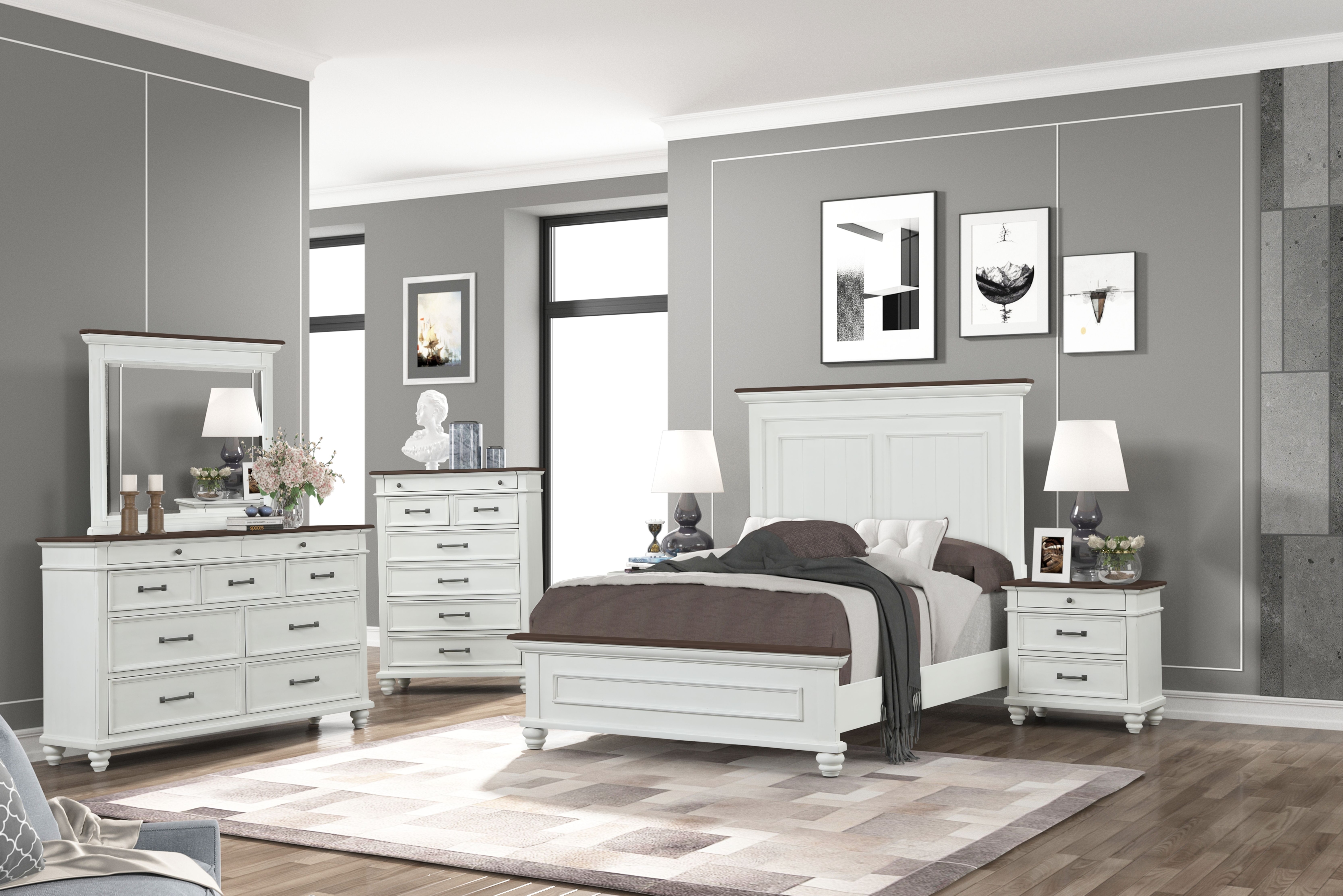 Lifestyle Chesterfield Queen Panel Bed Two-Tone