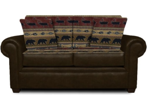 Rustic Loveseat with Wide Rolled Arms