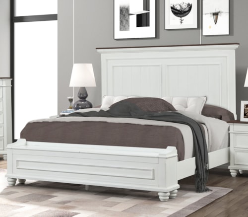 King Panel Bed Two-Tone