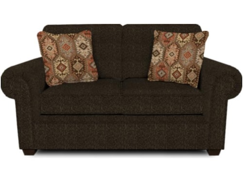 Contemporary Rolled Arm Loveseat with Exposed Block Legs